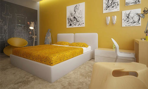 رنگ زرد اتاق خواب